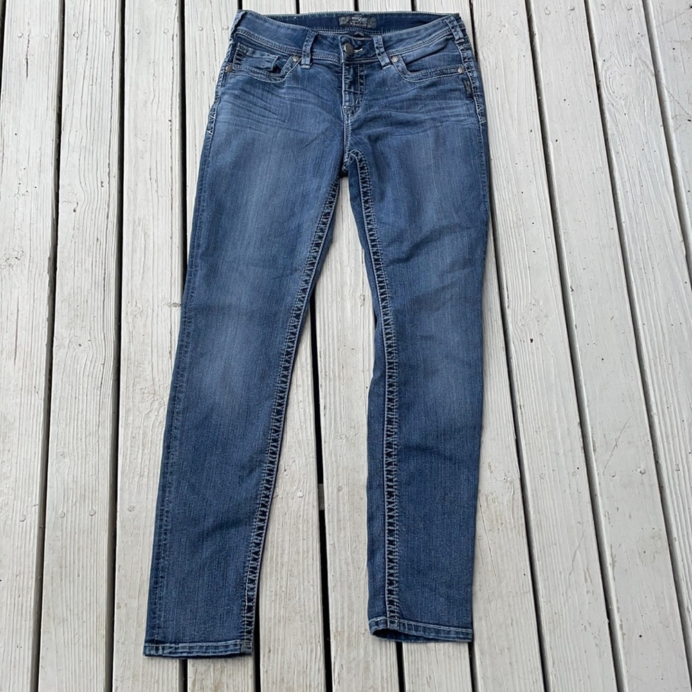 Silver Suki Skinny Rhinestone Jeans